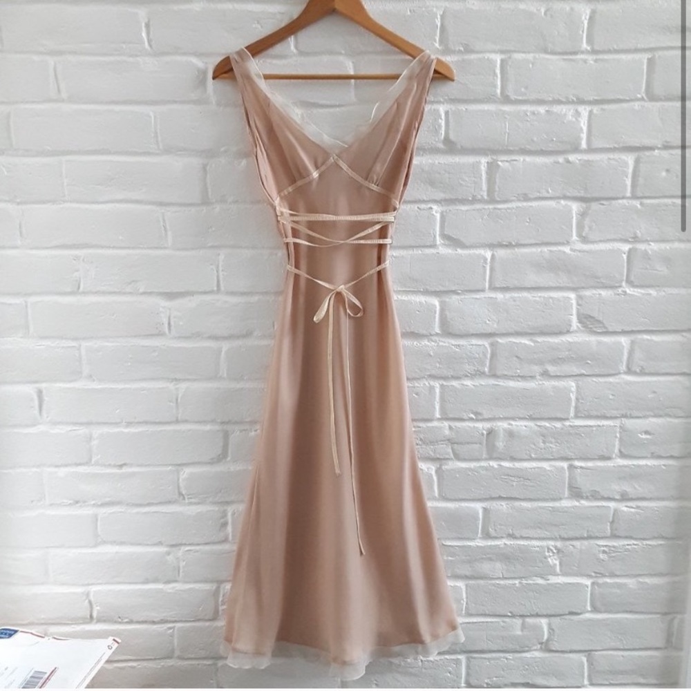 Anthropology Odile Peach Dusty Pink Midi Dress